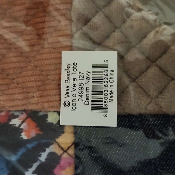 NWT NBU Vera Bradley Iconic Vera Tote Denim Navy Pattern - Picture 3 of 6